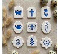 Easter Clay Cutter Set, 20mm Spring Theme Cutters with Butterfly, Cross, Tulip, Bee, Carrot, Egg, Bow Designs