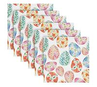 Easter Cloth Napkins Easter Eggs Floral Cloth Napkin Set of 6 Washable Polyester Table Napkins for Family Dinner, Party, Holiday