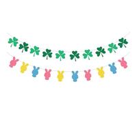 Easter Clover Bunny Banner Pre-Strung Easter Decorations, Easter Backdrop, Happy Bunny Festival Decorations No DIY Decor, Happy Holidays Banner Supplies St. Patrick's Day Decoration Banner Decor