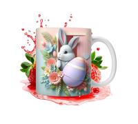 Easter Coffee Mug - Adorable Creature Tankard, Holiday Theme Glassware, Quality Stoneware with Wide Base, Decorative Floral Pattern, Functional Beverage Holder for Festive Reception Area