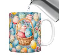 Easter Coffee Mug - Colourful Festive Drink Container, Playful Ceramic Drink Mug | Detail of the Rabbit Artwork, Seasonal Celebration Fun Goal,