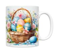 Easter Coffee Mug - Colourful Festive Drink Container, Playful Ceramic Drink Mug | Detail of the Rabbit Artwork, Seasonal Celebration Fun Goal,