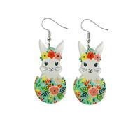 Easter Colorful Bunny Rabbit Peep Earrings Acrylic Disco Bunny Chick Flower Egg Dangle Earrings for Women Easter Jewelry, Acrylic, No Gemstone