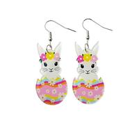 Easter Colorful Bunny Rabbit Peep Earrings Acrylic Disco Bunny Chick Flower Egg Dangle Earrings for Women Easter Jewelry, Acrylic, No Gemstone