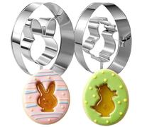 Easter Cookie Cutters, 2 Pieces Chick Egg Bunny Rabbite Shapes Stainless Steel Cookie Cutters Double-Sided Metal Mini Cookie Cutter Holiday Themed Baking