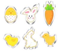 Easter Cookie Cutters, 6 Pcs Cookie Cutter Set Stainless Steel Rabbit, Carrot, Butterfly, Egg, Chick Stainless Steel Sets Holiday Themed Baking Kit