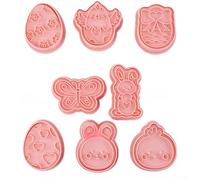 Easter Cookie Cutters 8PCS Bunny Shaped Molds PP Pink Set for Holiday Baking Kids Party Cake Decorating 16.5x21cm