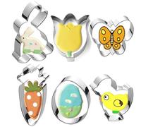 Easter Cookie Cutters Set Large - Rabbit, Carrot, Butterfly, Egg, Chick, Flower Cutter Stainless Steel