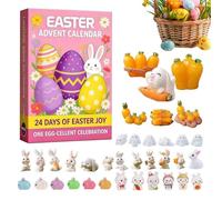 Easter Countdown Bunny - 24 Day Collectable Keepsake Set, Cute Bunny Animal Decoration, Holiday Countdown Display For Tabletop Or Mantle, Painted Resin With Color Row