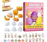 Easter Countdown Bunny Decor,24-Day Collectible Keepsake - Count Down To Easter Bunny Animals,for Family Friends Adults Children Kidountdown Calendar Features A Daily Bs Dining Room Living (Colour-C)