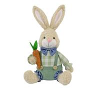 Easter Couple Figurine Set With Carrot Polyester Decor Bendable Ears 32cm Tall For Spring Holiday Mantel Shelf Desk Decoration Party Gifts Indoor Outdoor Use Third Christmas Ornament (A, One Size)