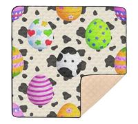Easter Cow Print Eggs Soft Thick Baby Playmat for Indoor Outdoor Water Resistant Tummy Time Mat for Baby Toddler Infant, 50'' x 50''