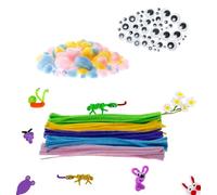 Easter Craft Kit for Kids - 307 Piece Set Including Pipe Cleaners, Pompoms and Self-Adhesive Googly Eyes - with Free Project Idea Included