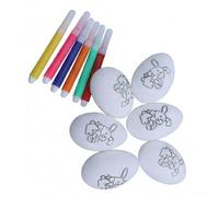 Easter Craft Supplies Kit with 6 Foam Eggs and 6 Colored Pens for Themed Art Lessons and Play Based Learning