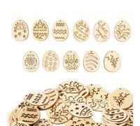 Easter Crafts for Kids - 50Pcs Mini Wooden Eggs,Easter Egg Wooden Pendants Hollow-out Hanging Easter Decorations Wooden Ornaments for Easte-r Party Supplies Kids DIY Painting Arts Crafts Home Decor
