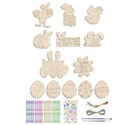 Easter Creative Activity Kits | Unfinished Wooden Egg Painting Rabbit Easter Painting Hobbies for | For Art Supplies Projects DIY Family Party Trimming Basket Clas