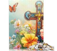 Easter Cross 500 Pieces Puzzles for Teenagers Gifts Wooden Puzzle Jigsaws for Adults Home Educational Games DIY Toys 500pcs (52x38cm)