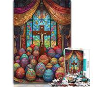 Easter Cross Adult Jigsaw Puzzles 1000 Pieces,Staycation Kill Time Every Piece Is Unique - Challenging Family Fun Game 38x26cm