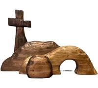 Easter Cross Empty Tomb Decor,The Empty Tomb Easter Scene,Cross Easter Decorations,Jesus Nativity Scene Decor for Religious Home Office Décor,Wooden Jesus Puzzle Statue Easter Decor