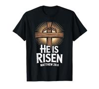 Easter Cross He is Risen Jesus Christian Men Women Kid Youth T-Shirt