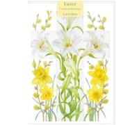 Easter Cross with Longi Lillies, Magda Clarke Easter Cards, A6 Size, Pack of 5, White Envelopes, 149mm x 105mm, Easter Greeting