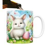 Easter Cup - Easter Coffee Cup Funny 350 ml Colourful Bunny Egg Design Drinking Cup Comfortable Grip Tea Cup for Hot, Coffee and Milk Tea, Ceramic Easter Decoration Gift