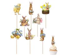 Easter Cupcake Decorations, 8 Pieces Rabbit Cupcake Decorations, Bunny Cake Decorations For Easter, Easter Cake Decorations Choice For Happy Theme