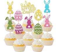 Easter Cupcake Toppers - Bunny Egg Dessert Party Sign | Birthday Cake Picks for Family Gatherings Holiday Celebrations Spring Wedding Showers Tables School Events Decoration
