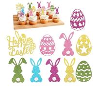 Easter Cupcake Toppers - Easter Bunny and Egg Decoration - Cupcake Pick Ornaments, For Dessert Tables Spring Family Meetings Party Celebrations Wedding Showers Event