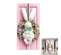 Easter Curtain Decorations, 35.4x70.8 Inches Holiday Doorway Banner with Bunnies Waterproof Eggs, Polyester & For Indoo