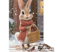 Easter Cute Bunny 500 Pieces Puzzles for Teenagers Gifts Wooden Puzzle Jigsaws for Adults Home Educational Games DIY Toys 500pcs (52x38cm)