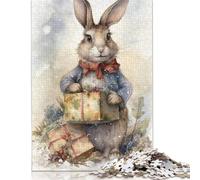 Easter Cute Bunny 500 Pieces Wooden Puzzles for Adults Jigsaw Puzzles Educational Game Challenge Toy 500pcs (52x38cm)