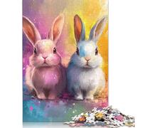 Easter Cute Bunny Paper Jigsaw Puzzles 1000 Pieces Jigsaw Creative Rectangular Large Family Puzzle Game Artwork for Adults Teens 1000pcs (38x26cm)