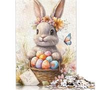 Easter Cute Bunny Puzzle Challenging And Brainteasing Premium Cardboard Jigsaw Puzzle for Adults Teen Easter Gift 300pcs (40x28cm)