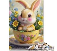 Easter Cute Bunny Puzzle for Adults And Teenagers 1000 Pieces Wooden Puzzles for Teenagers Gifts Brain Teaser Game 1000pcs (75x50cm)