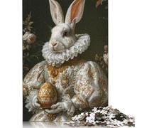 Easter Cute Bunny Puzzle for Adults And Teenagers 500 Pieces Wooden Puzzles for Teenagers Gifts Brain Teaser Game 500pcs (52x38cm)