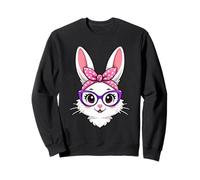 Easter Cute Bunny With Eyeglasses Graphic Spring Vibes Sweatshirt