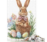 Easter Cute Bunny Wooden Jigsaw Puzzles for Adults 1000 Piece Toys Family Jigsaw Games Birthday Puzzle Educational Boys Girls 1000pcs (75x50cm)