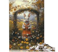 Easter Cute Bunny Wooden Puzzles 500 Piece Jigsaw Puzzles for Adults Educational Game Challenge Toy Christmas Eve Gifts 500pcs (52x38cm)
