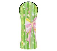 Easter Day Bow Green Striped Golf Head Covers Waterproof Headcovers with Interchangeable No. Tags for Driver Golf Club Covers