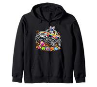 Easter Day Bunny Monster Truck Eggs Cool Rabbit Zip Hoodie