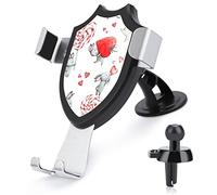 Easter Day Bunny Rabbit Strawberry Heart Car Phone Mount Stand, Hands Free Cell Mobile Phone Holder, Non-Slip Ultra Stable Universal Fit Automobile Clamp Cradle