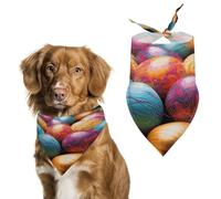 Easter Day Colorful Eggs Spring Summer Dog Bandanas Soft, Dog Scarf Washable Triangle, Pet Bandana Cute Outdoor Accessories for Small Dogs Cat Pet