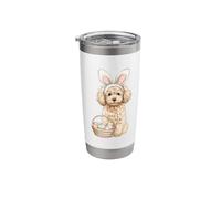 Easter Day Cute Poodle Bunny Rabbit Ears Dog Basket Eggs Art Stainless Steel Insulated Tumbler