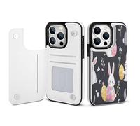 Easter Day Eggs Bunny Leather Flip Phone Case Wallet Cover Compatible with iPhone 14/14 Plus/14 Pro/14 Pro Max