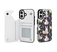 Easter Day Eggs Bunny Leather Flip Phone Case Wallet Cover Compatible with iPhone 16/16 Plus/16 Pro/16 Pro Max/16 E/16 SE4