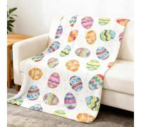 Easter Day Eggs Throw Blanket,Cozy Colorful Eggs Fleece Blankets,Happy Easter Egg Decor Indoor,Warm and Cozy Flannel Bedding Throws,Flannel Throw Blanket for Couch Sofa Bed