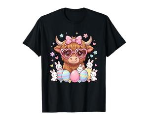 Easter Day Highland Cow Cute Easter Bunny Kawaii Farm Anima T-Shirt