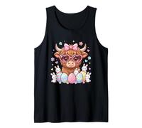 Easter Day Highland Cow Cute Easter Bunny Kawaii Farm Anima Tank Top