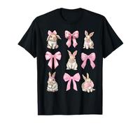 Easter Day Pink Bow Bunny Coquette Aesthetic Rabbit Art T-Shirt